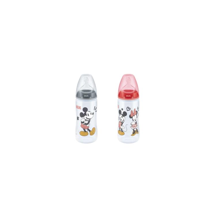 NUK First Choice+ Disney Baby Mickey Mouse Πλαστικό Μπιμπερό Με Δείκτη Ελέγχου Θερμοκρασίας 6-18m Silicone 300ml