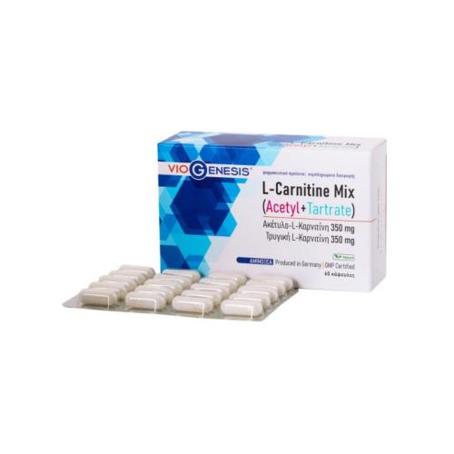 VIOGENESIS L-Carnitine Mix (Acetyl 350mg + Tartrate 350mg) 60caps